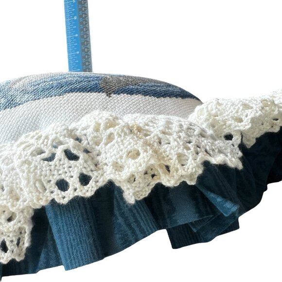 Whale-Themed Round Pillow With Ruffle & Crochet Trim - Picture 6 of 6